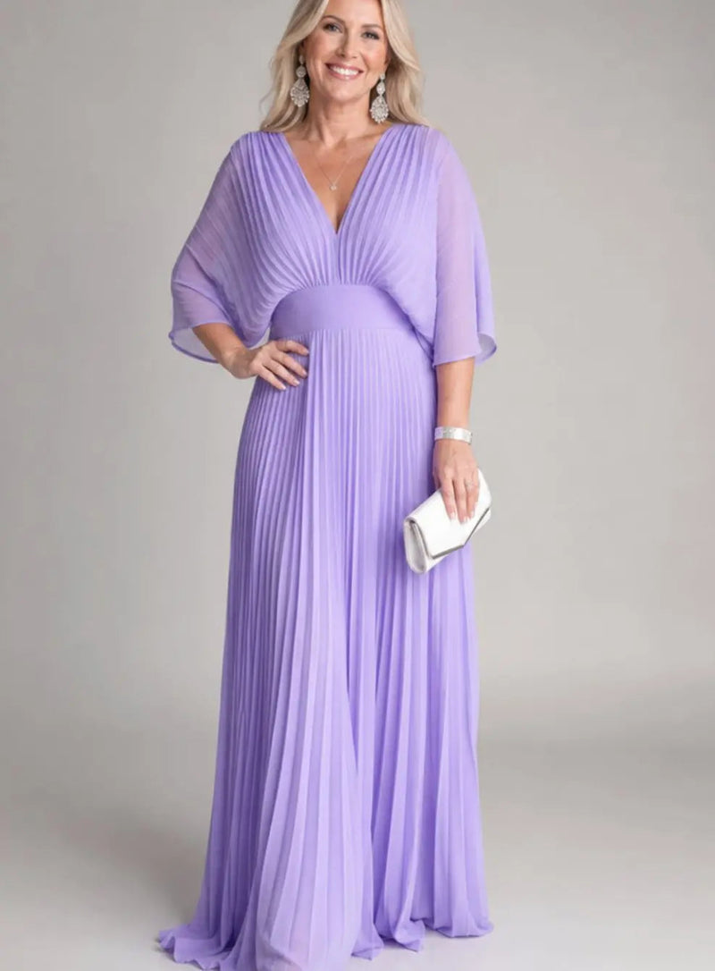 Anouk pleated maxi dress with flutter sleeves