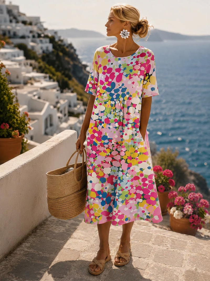 Talia floral summer midi dress with pockets
