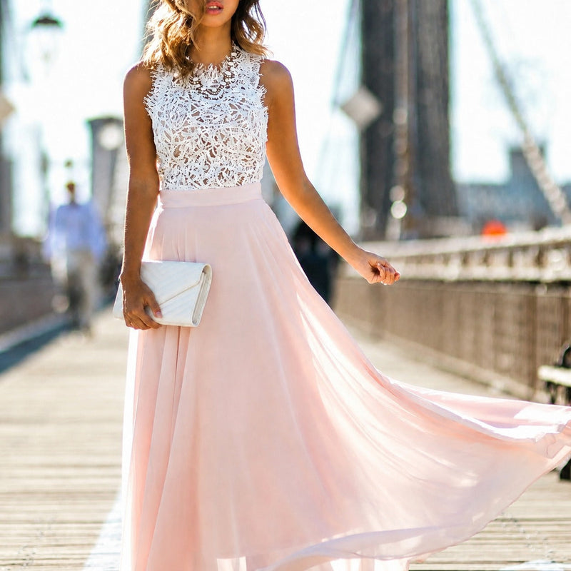 Reegan pink sleeveless maxi dress