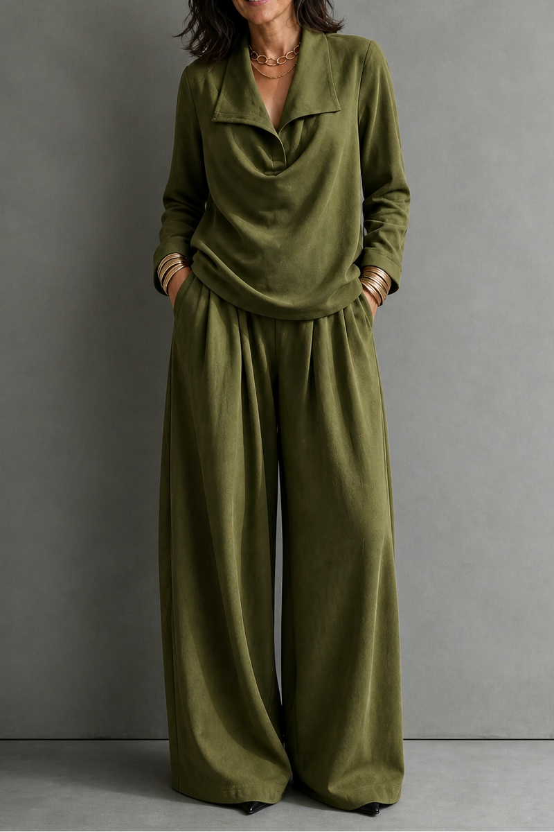 Sabine two piece draped neck wide leg set