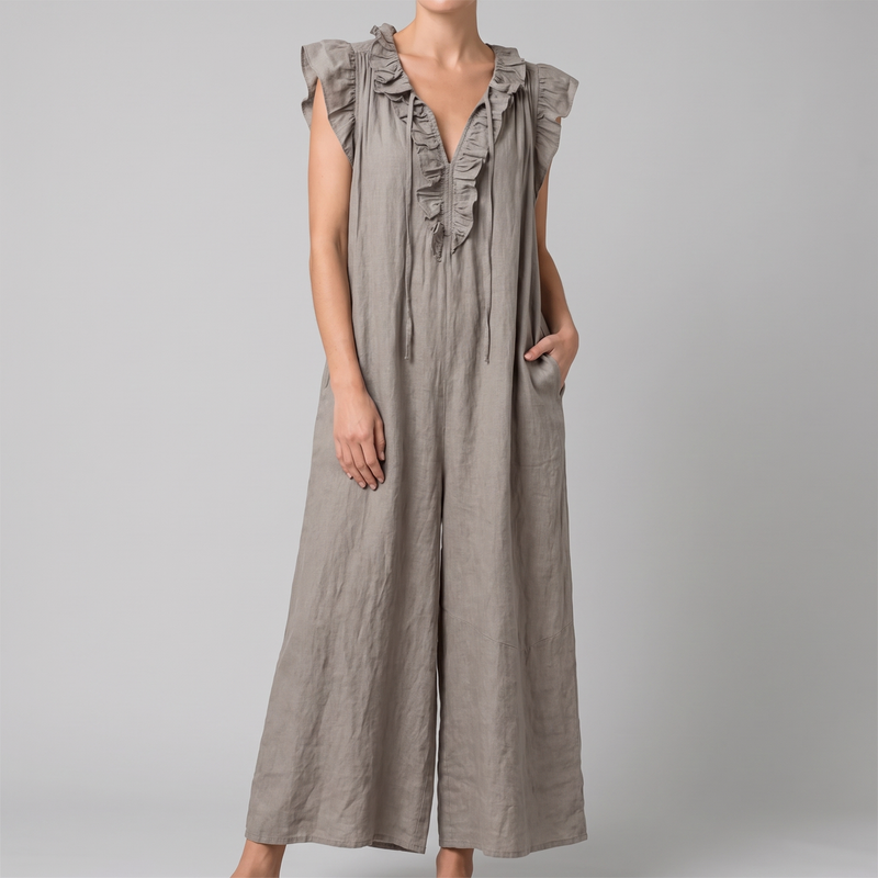 Camille midi dress in grey, front view