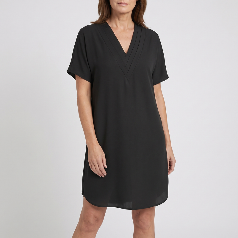 Elowen summer dress in black, front view