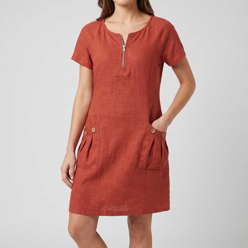Emmeline midi dress in red, front view