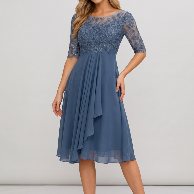 Giselle midi dress in blue, front view