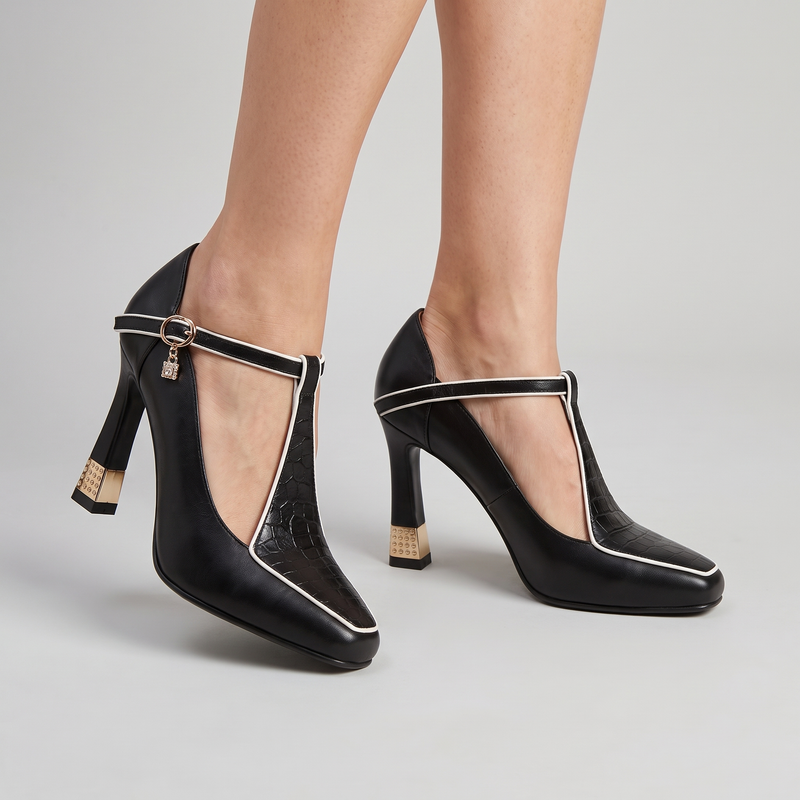 Janna block heel sandals in black