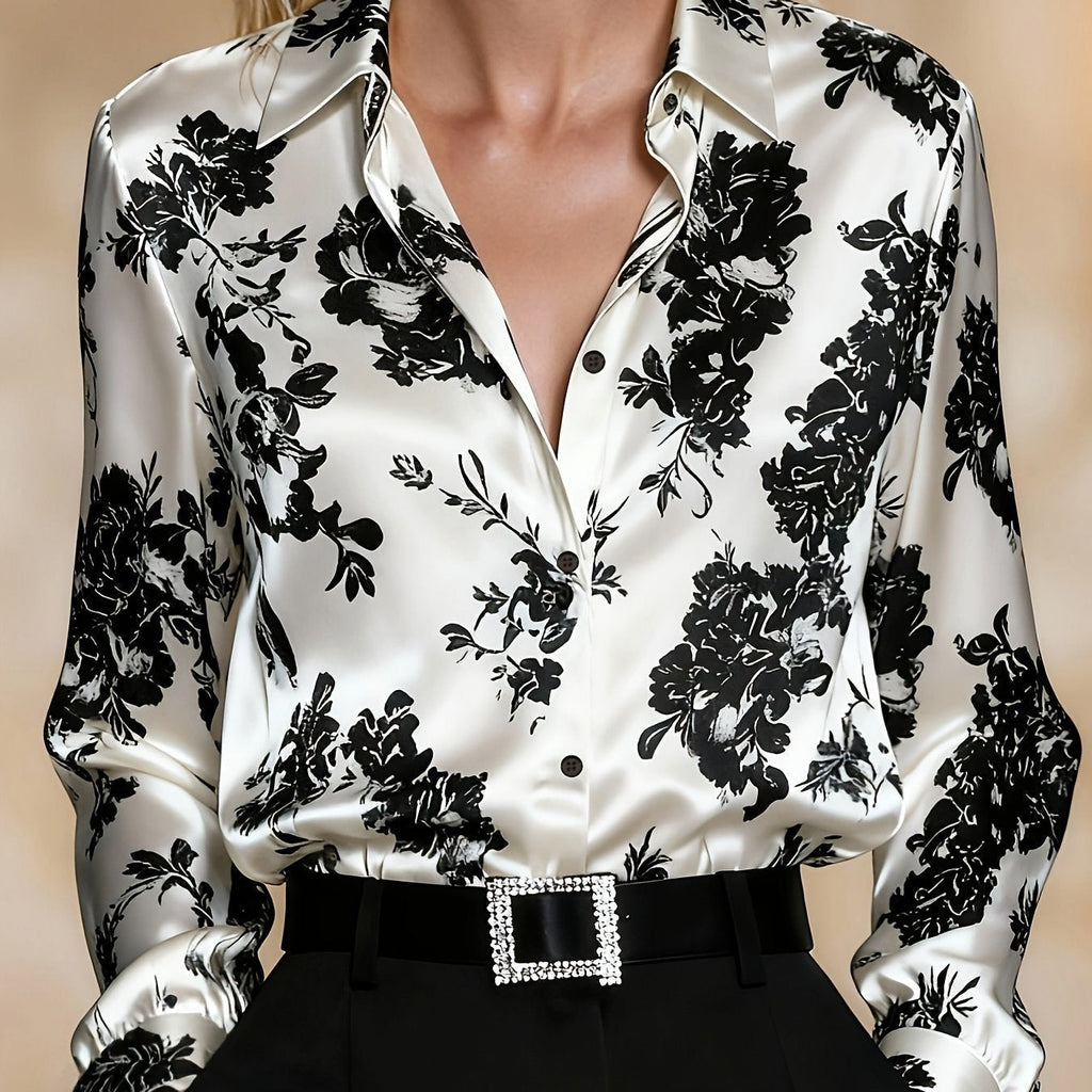 Zara floral printed satin blouse – image 9