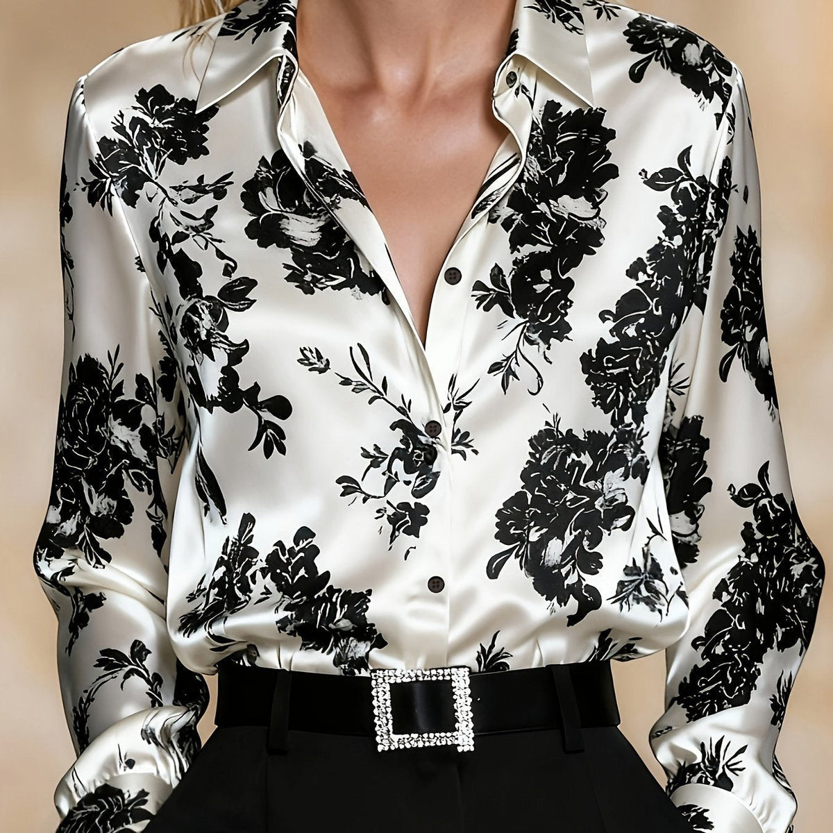 Zara floral printed satin blouse – image 9