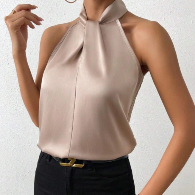 Natalie satin halter neck top