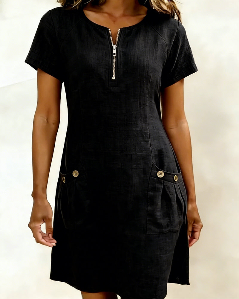 Noor midi dress with zip pockets – image 11