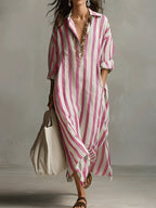 Charlotte striped A line dress in blue