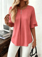 Celina flared sleeve pleated blouse – image 5