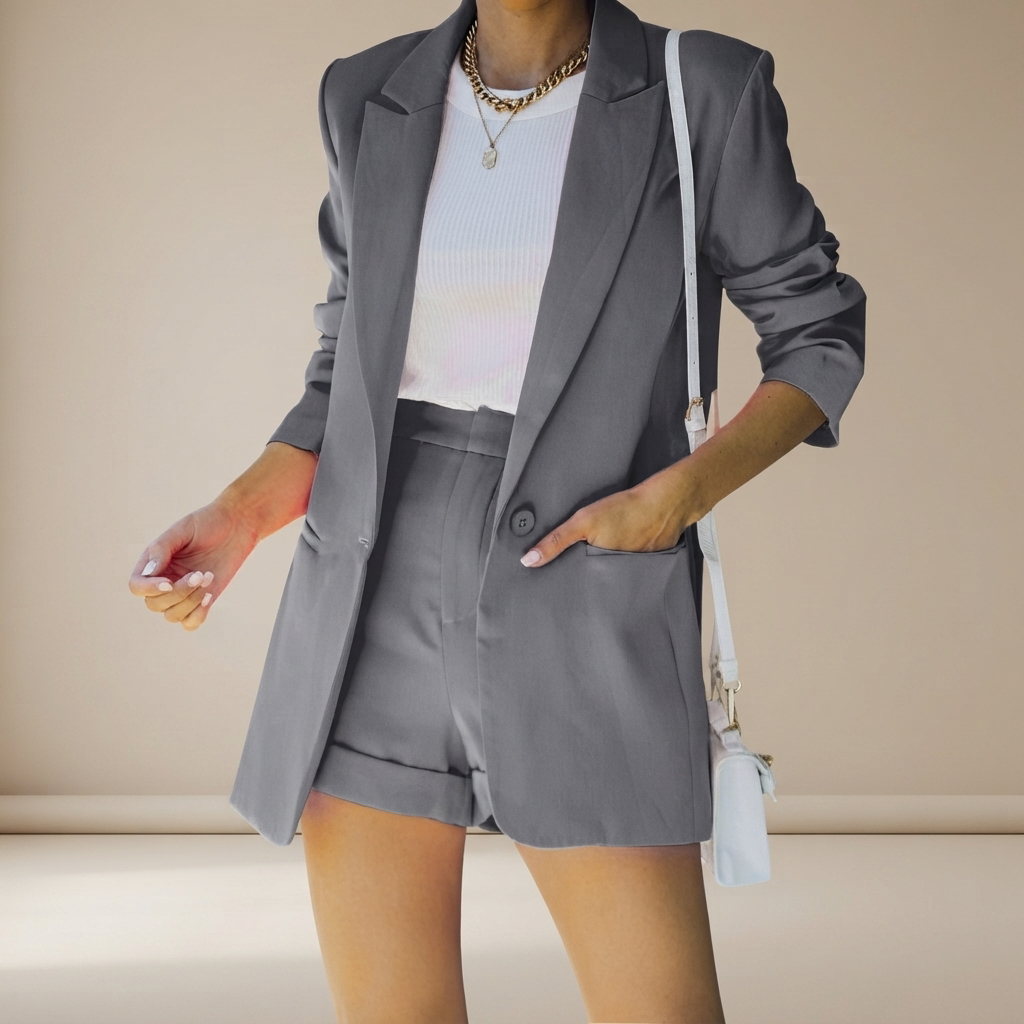 Geraldine blazer and shorts set in black