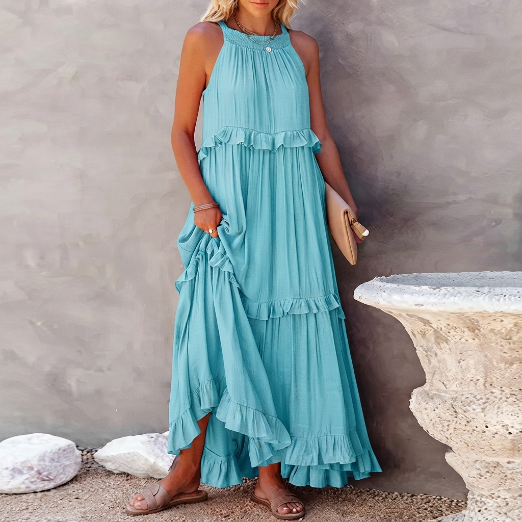 Vessa tiered maxi dress in white