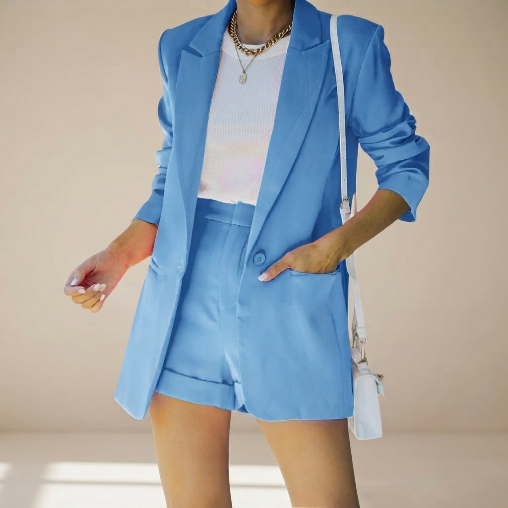 Geraldine blazer and shorts set in khaki