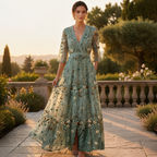 Flora green floral flowing maxi dress