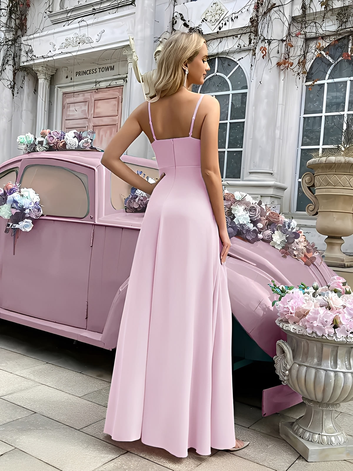 Carline wedding guest maxi dress in pink