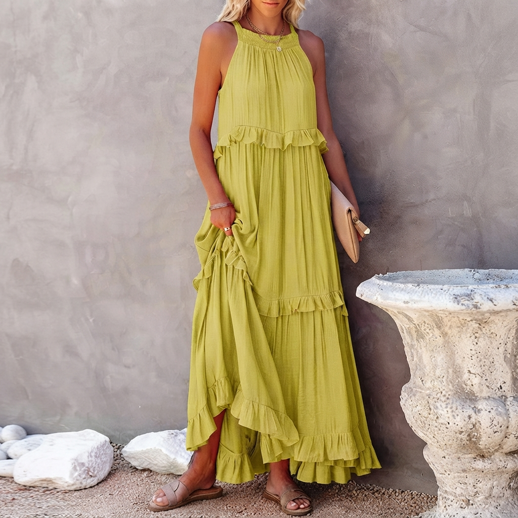 Vessa tiered maxi dress in blue