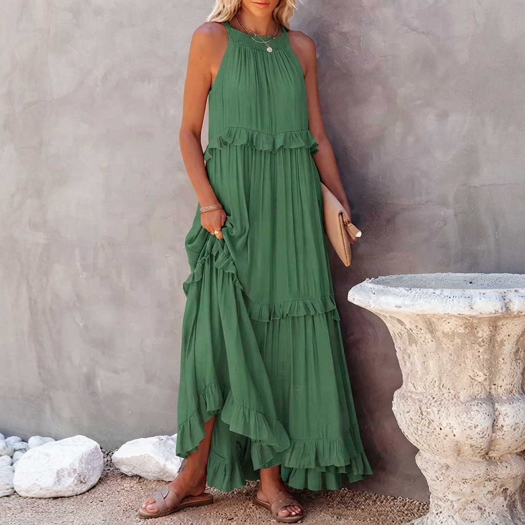 Vessa tiered maxi dress in yellow