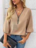 Livia zip front v neck blouse – image 6