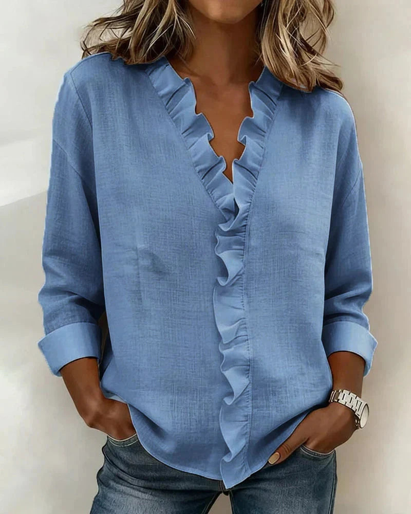 Amelie ruffled v neck blouse – image 4