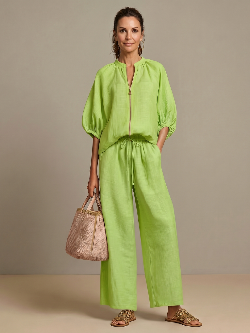 Helena two piece zip front wide leg set – image 7