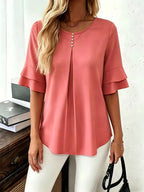 Celina flared sleeve pleated blouse – image 21