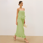 Daphne two piece pleated skirt set in white