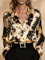 Zara floral printed satin blouse – image 3