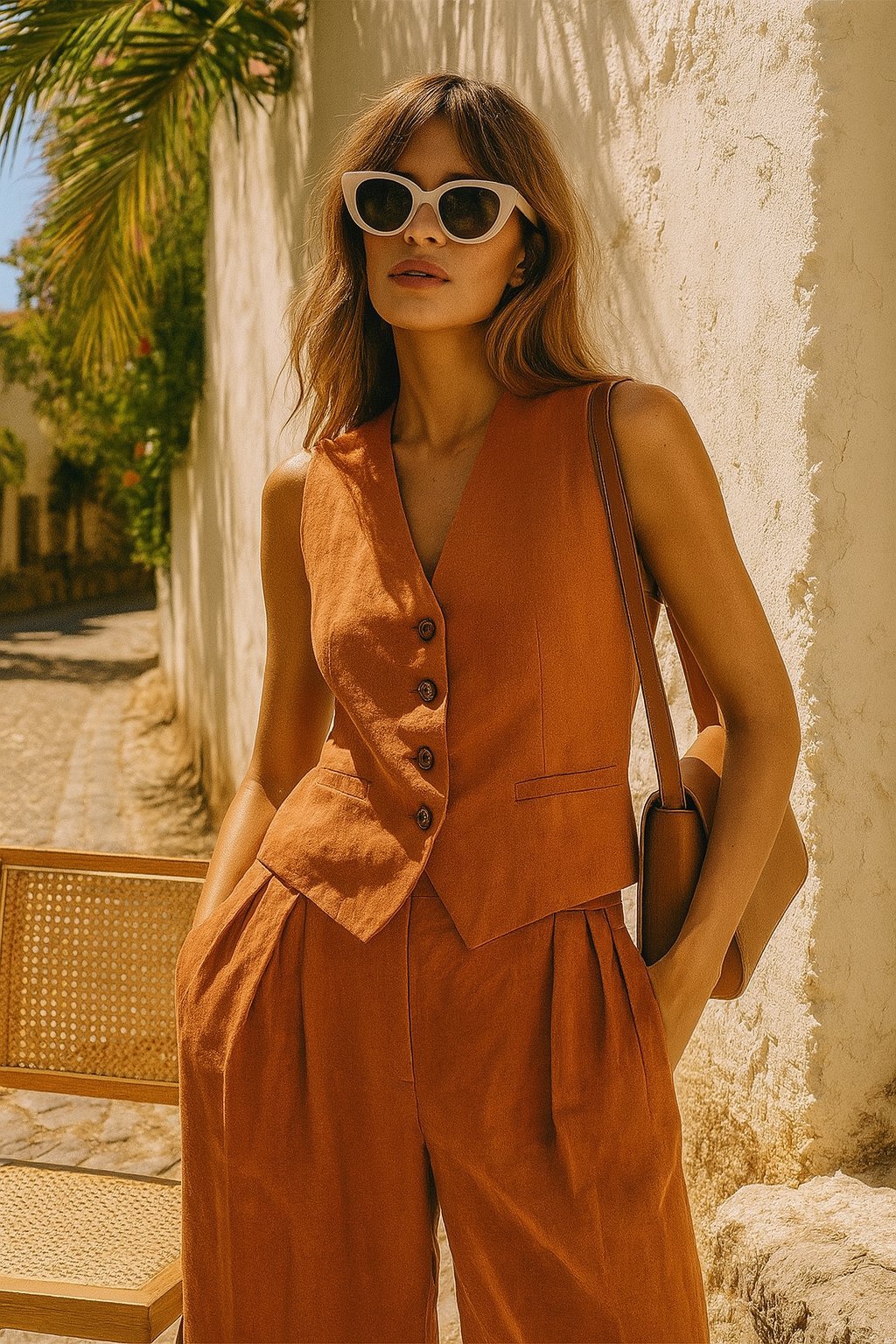 Alayna two piece linen vest and wide leg set – image 13