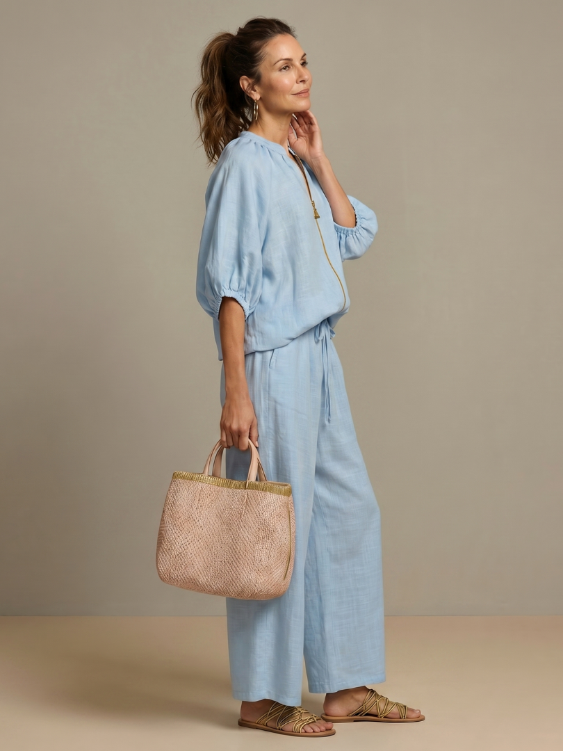 Helena two piece zip front wide leg set – image 2