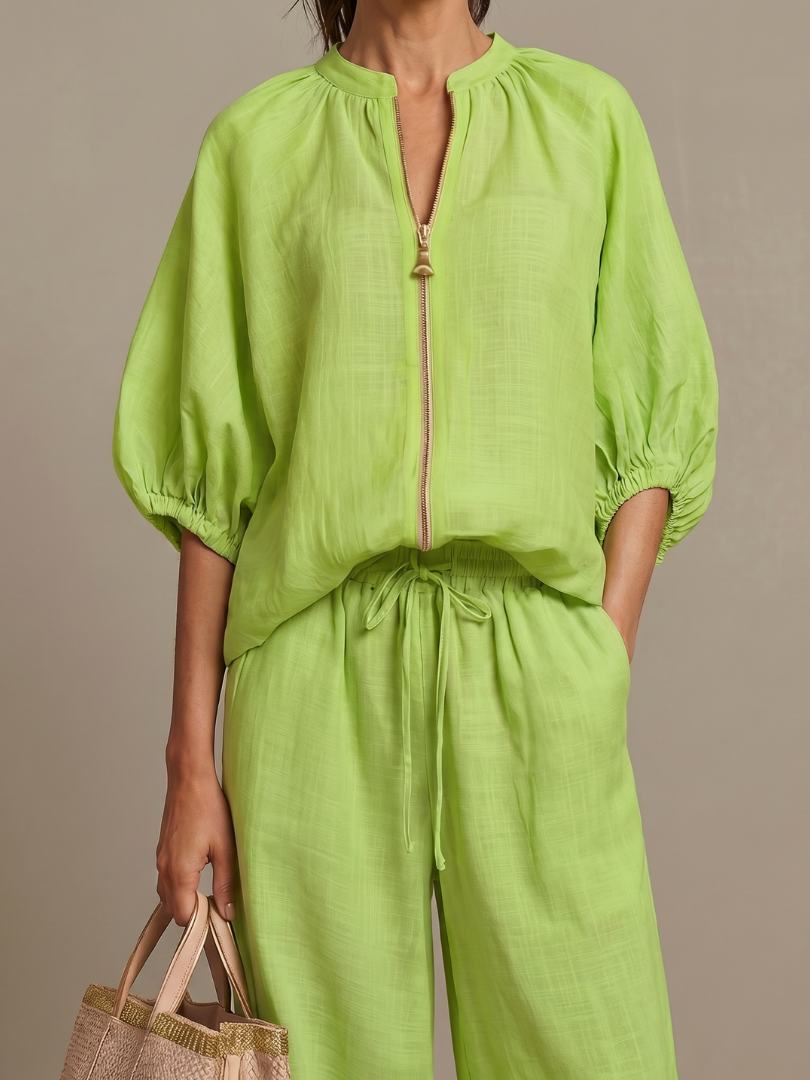 Helena two piece zip front wide leg set – image 9