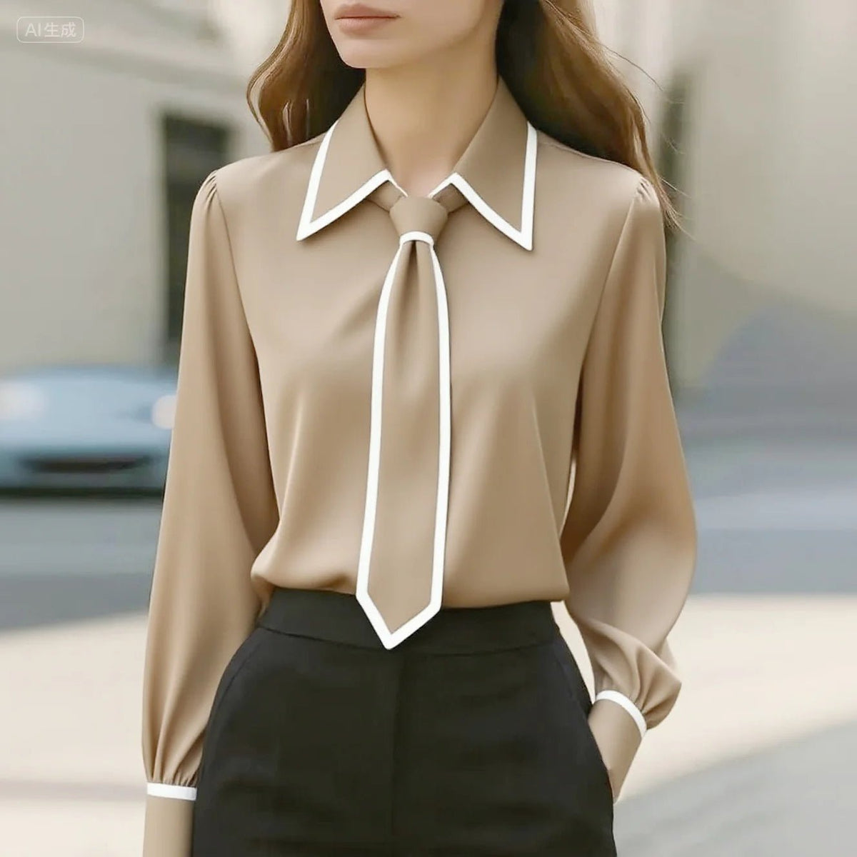 Aveline contrast tie blouse – image 2