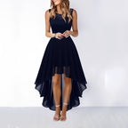 Leena asymmetric evening dress in wine red