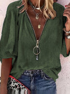 Livia zip front v neck blouse – image 5