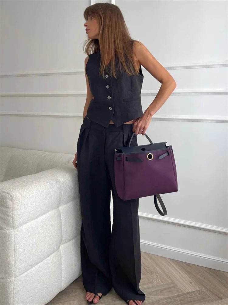 Alayna two piece linen vest and wide leg set – image 11