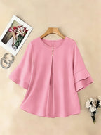 Celina flared sleeve pleated blouse – image 13