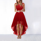 Leena asymmetric evening dress in grey