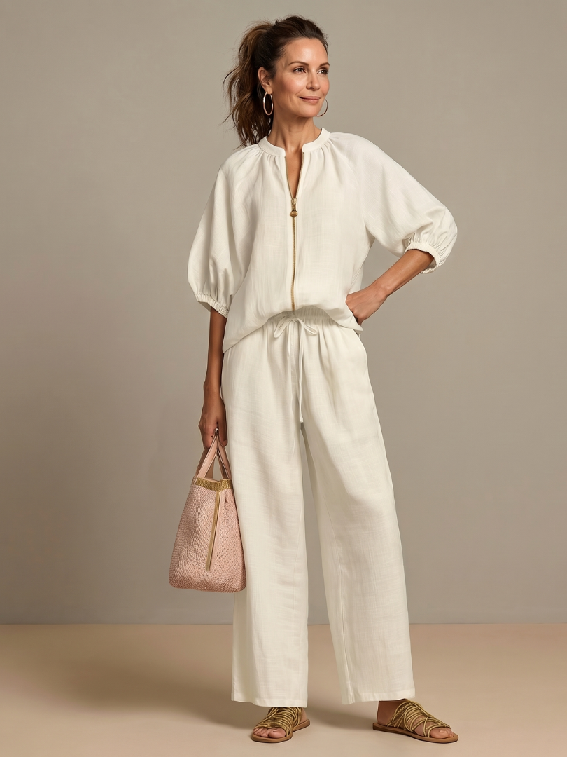 Helena two piece zip front wide leg set – image 13