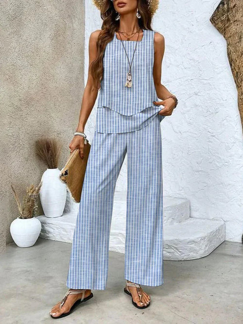 Abigail two piece sleeveless top and trouser set