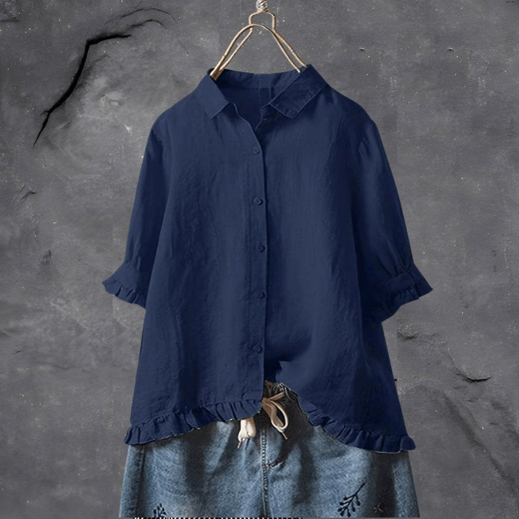 Juniper ruffle hem collared blouse – image 2