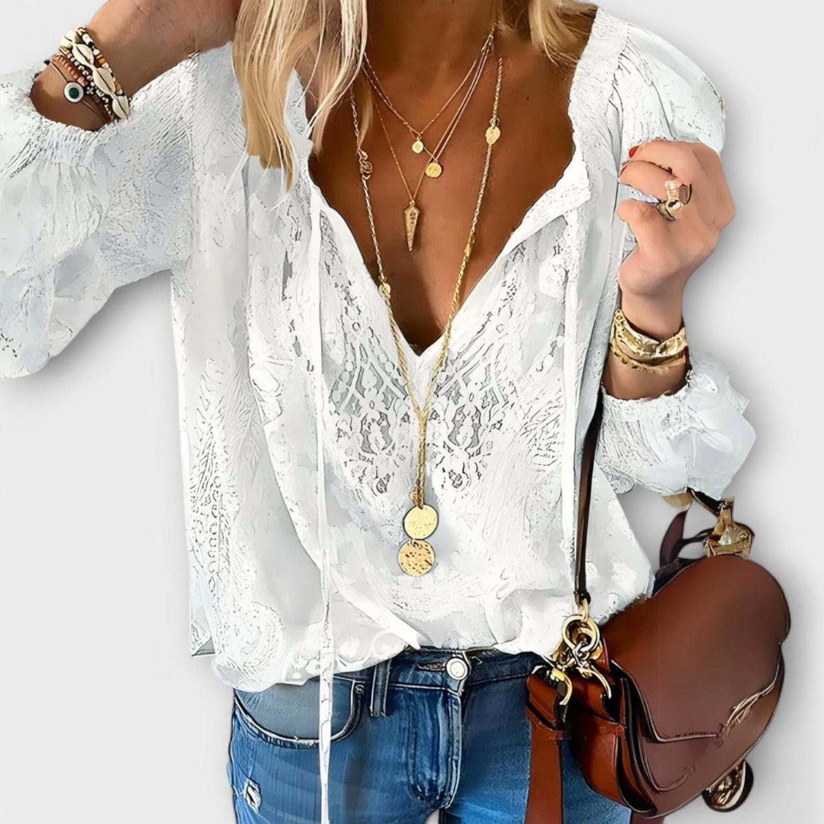 Milana tie neck blouse