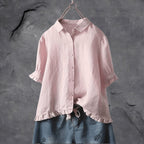 Juniper ruffle hem collared blouse – image 4