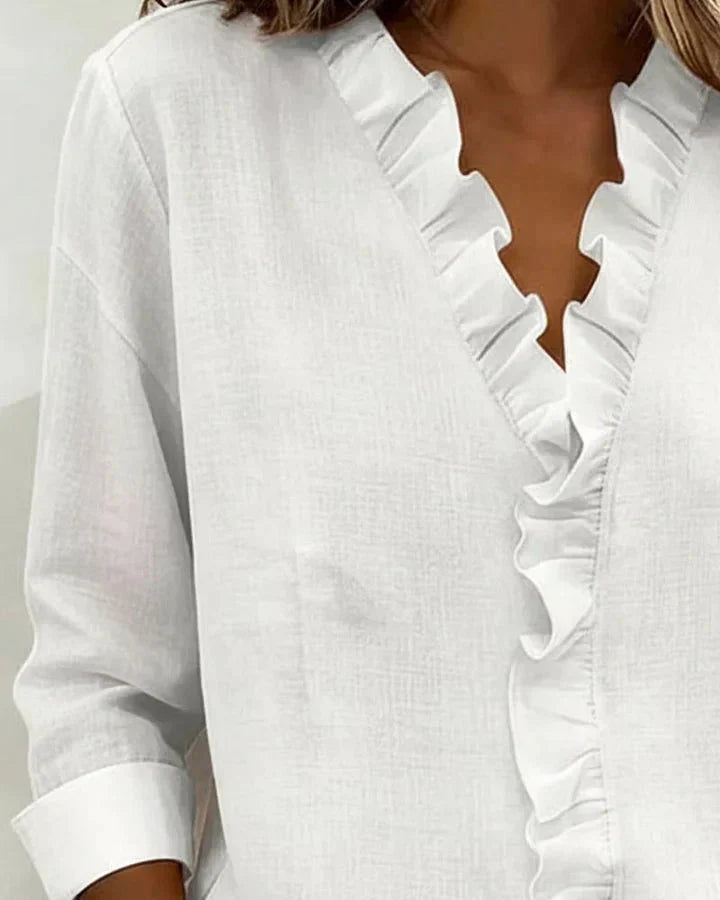 Amelie ruffled v neck blouse – image 8