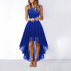 Leena asymmetric evening dress in pink