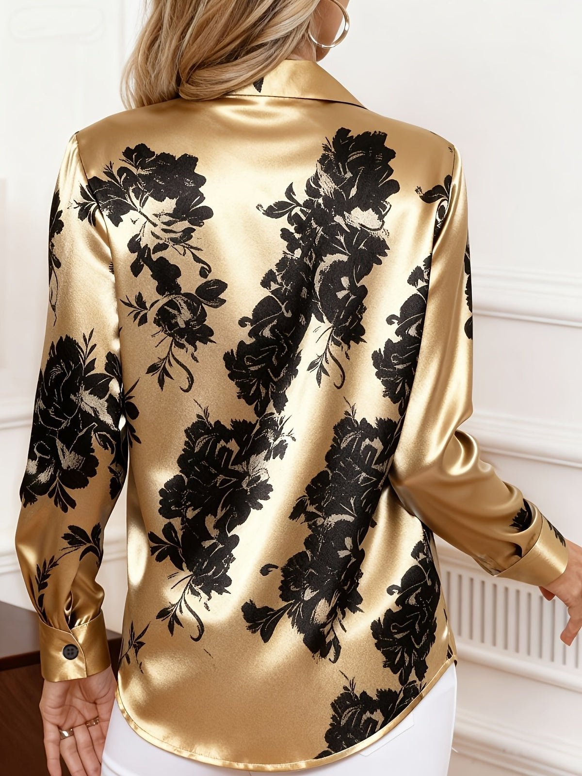 Zara floral printed satin blouse – image 7