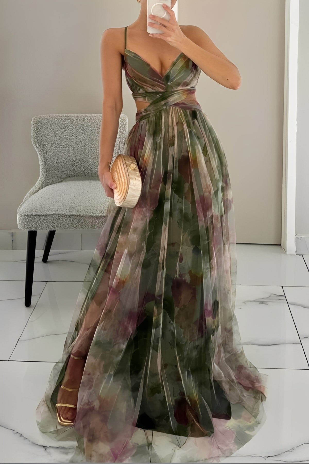 Davina A line maxi dress in lilac
