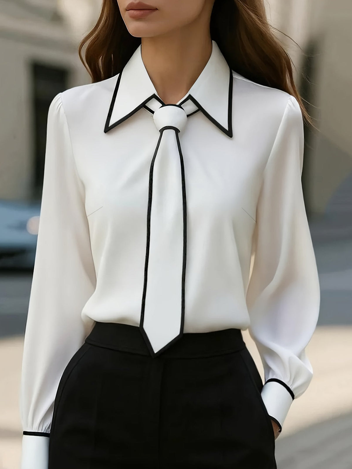 Aveline contrast tie blouse