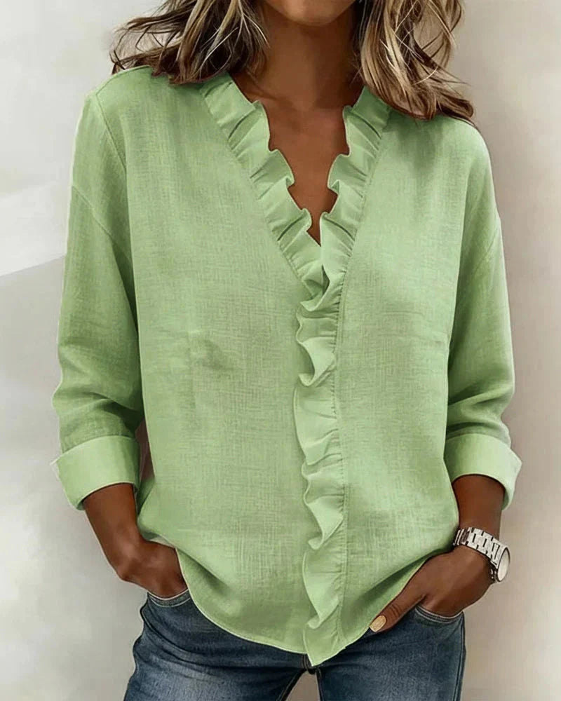 Amelie ruffled v neck blouse – image 3