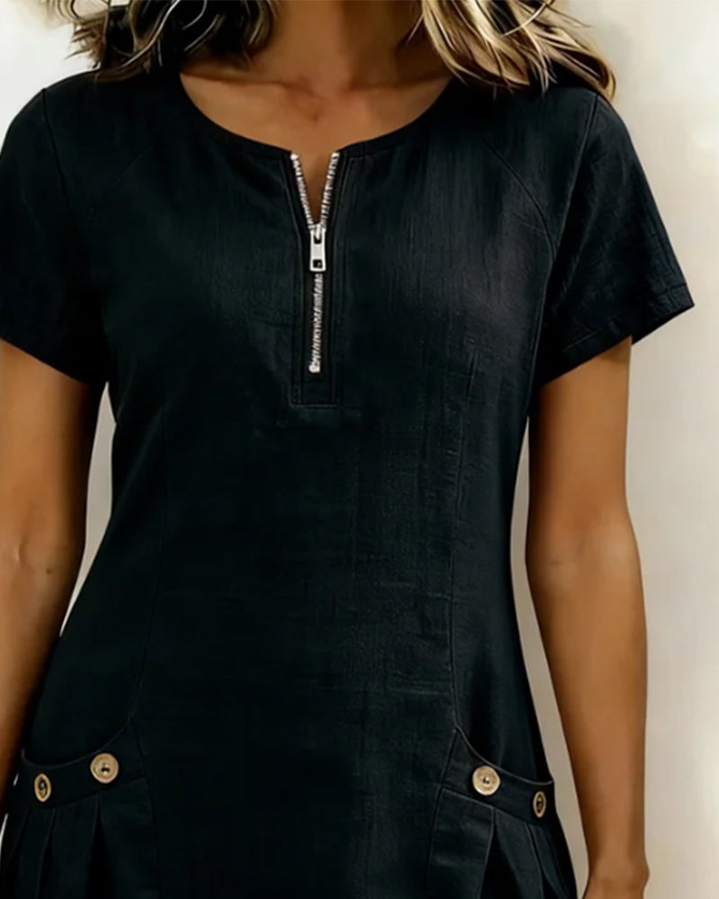 Noor midi dress with zip pockets – image 10