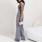 Selena two piece draped top and wide leg set – image 5